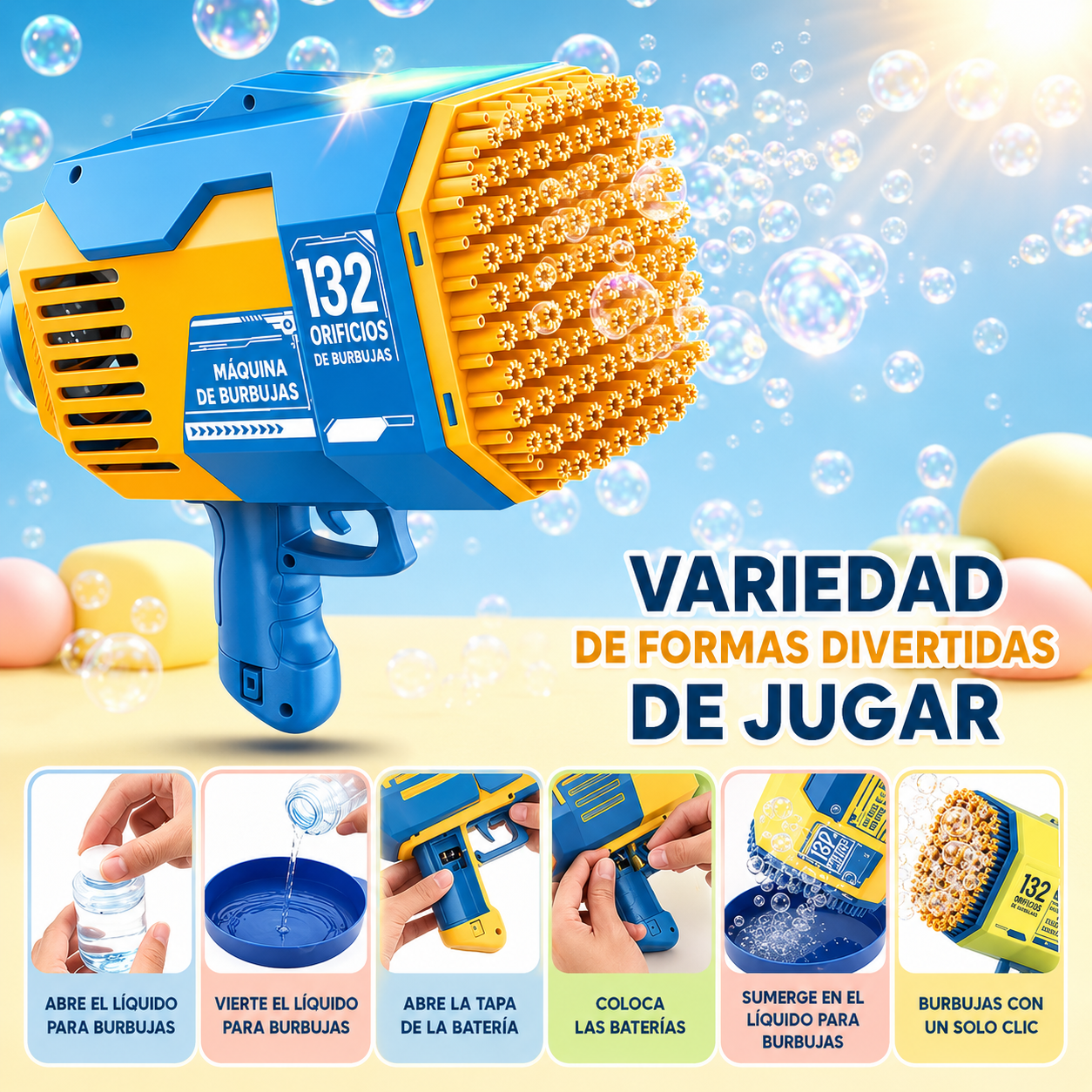 Bazuca Lanzadora de Burbujas LED Premium